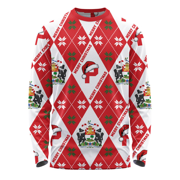 Prince Edward Island Long Sleeve T-Shirt Christmas Argyle Pattern With Royal Crest
