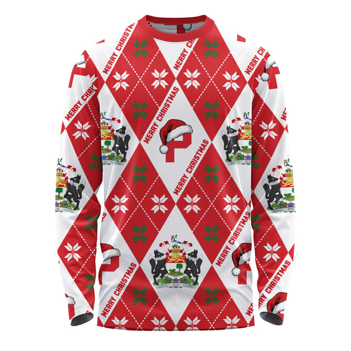 Prince Edward Island Long Sleeve T-Shirt Christmas Argyle Pattern With Royal Crest