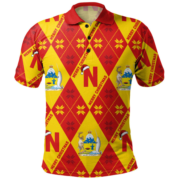 Nunavut Polo Shirt Christmas Argyle Pattern With Royal Crest