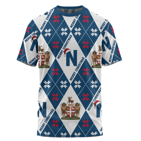 Newfoundland & Labrador T-Shirt Christmas Argyle Pattern With Royal Crest