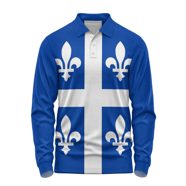 Quebec Long Sleeve Polo Shirt Flag Minimalist Pride Style