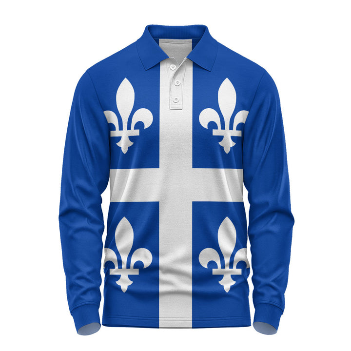 Quebec Long Sleeve Polo Shirt Flag Minimalist Pride Style
