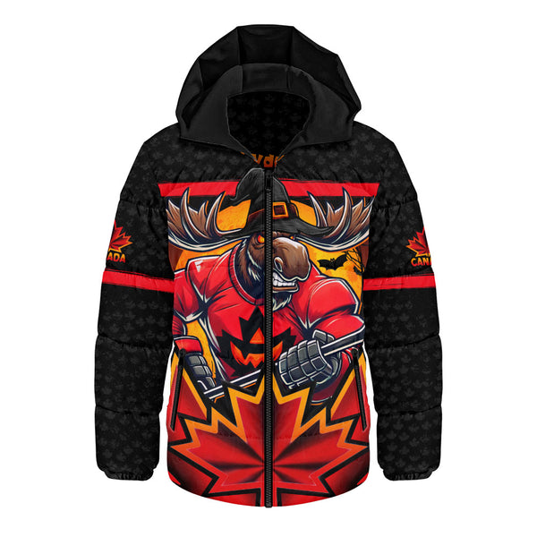 Canada Hooded Padded Jacket Scary Moose Canada Hockey Spirit