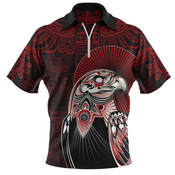 Canada Zip Polo Shirt Canada Haida Eagle Warrior Legacy
