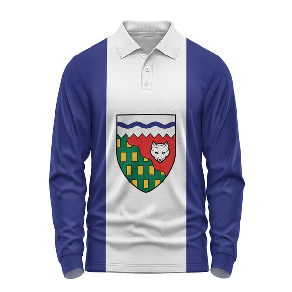 Northwest Territories Long Sleeve Polo Shirt Flag Minimalist Pride Style