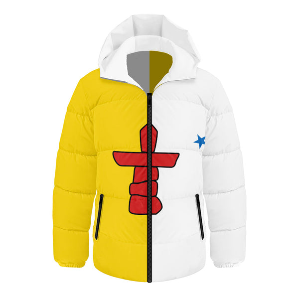 Nunavut Hooded Padded Jacket Flag Minimalist Pride Style