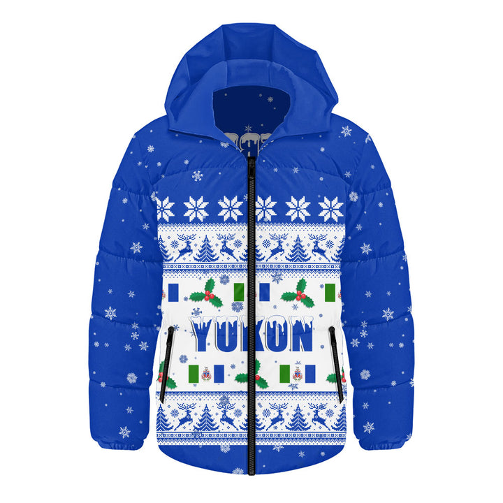 Yukon Hooded Padded Jacket Christmas Knit Style Snowflake Reindeer