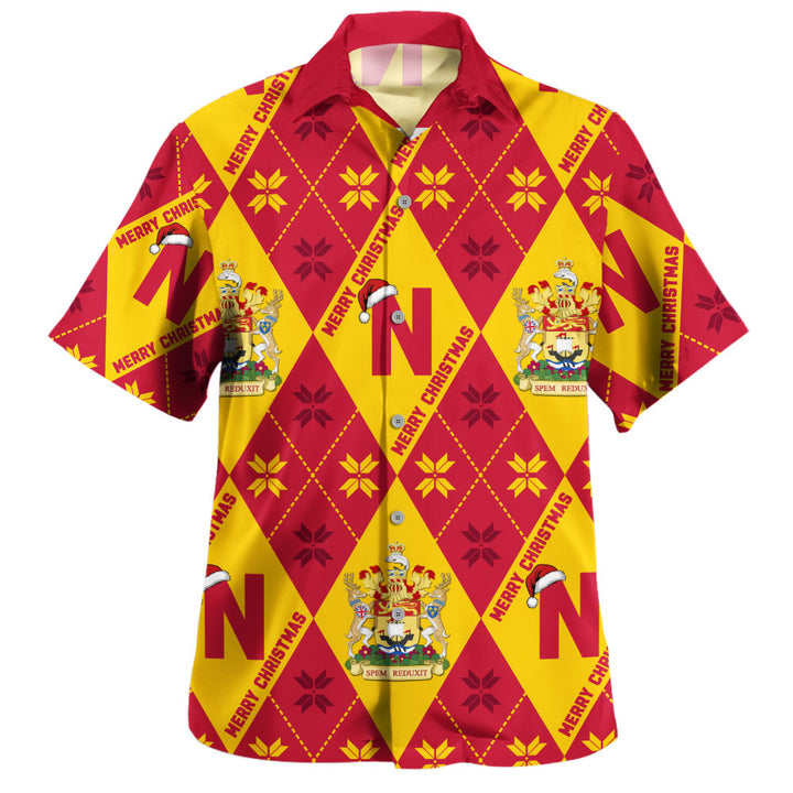 New Brunswick Bowling Shirt Christmas Argyle Pattern With Royal Crest