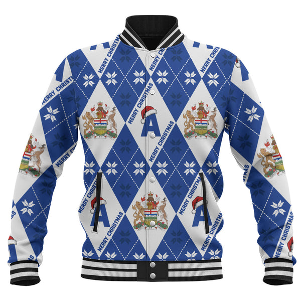 Alberta Baseball Jacket Christmas Argyle Pattern With Royal Crest