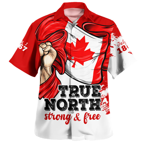 Canada Bowling Shirt True North Strong Free Canada Flag Power