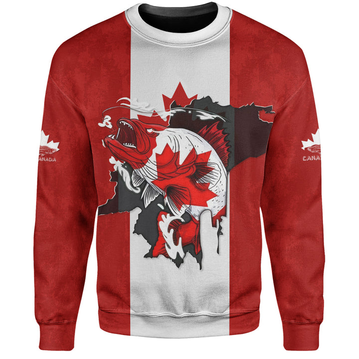 Canada Sweatshirt Born To Fish Proud To Be Canadian