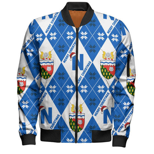 Northwest Territories Bomber Jacket Christmas Argyle Pattern With Royal Crest