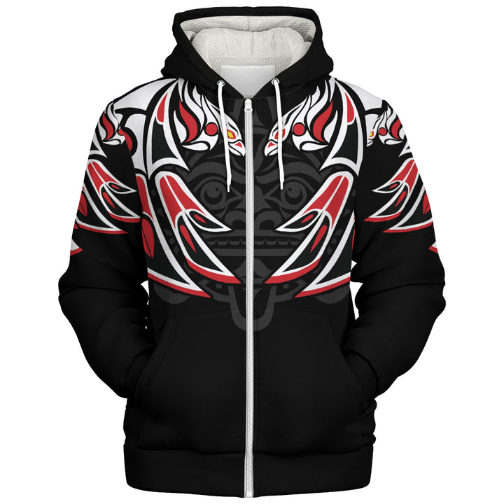 Canada Sherpa Hoodie Tribal Guardian Spirit Haida Style
