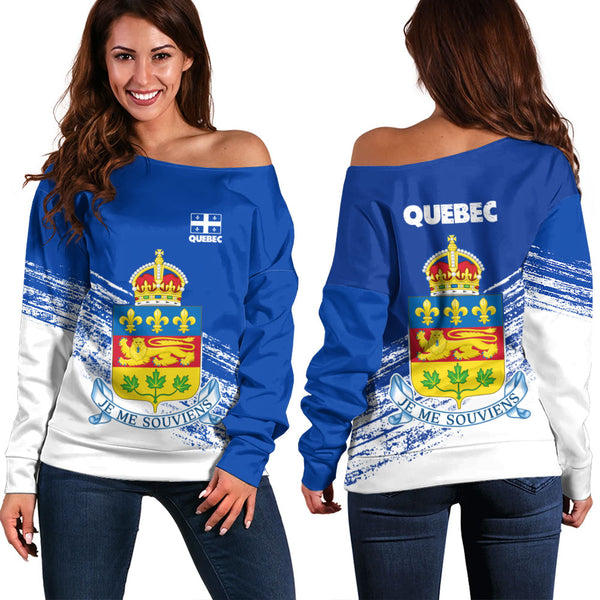 Quebec Off Shoulder Sweatshirt Pride Of The Provinces