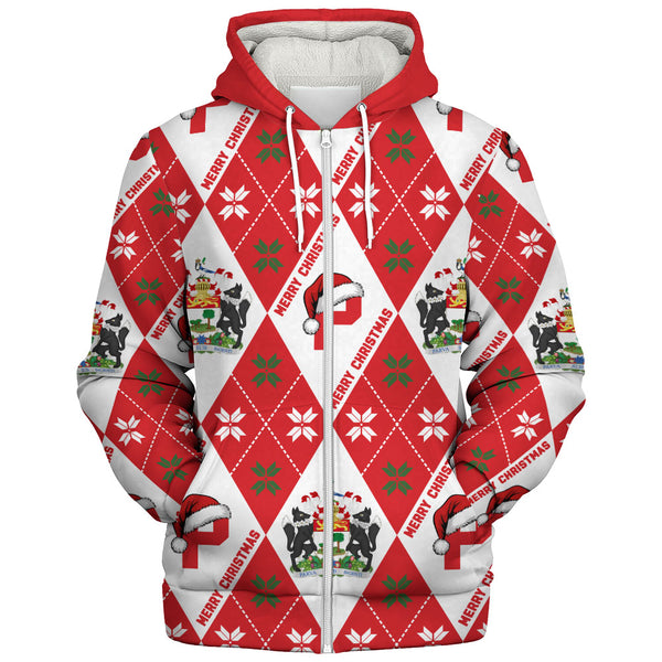 Prince Edward Island Sherpa Hoodie Christmas Argyle Pattern With Royal Crest