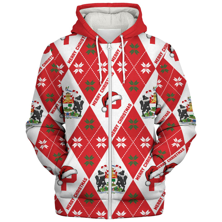 Prince Edward Island Sherpa Hoodie Christmas Argyle Pattern With Royal Crest