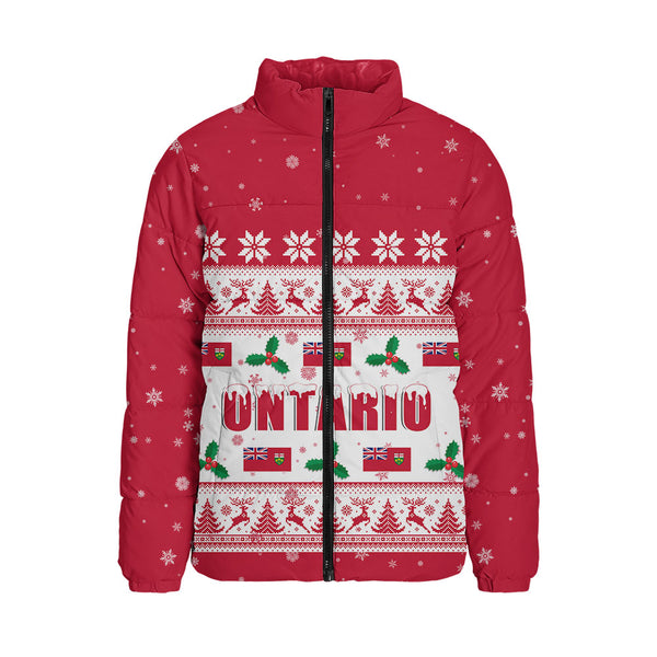 Ontario Padded Jacket Christmas Knit Style Snowflake Reindeer