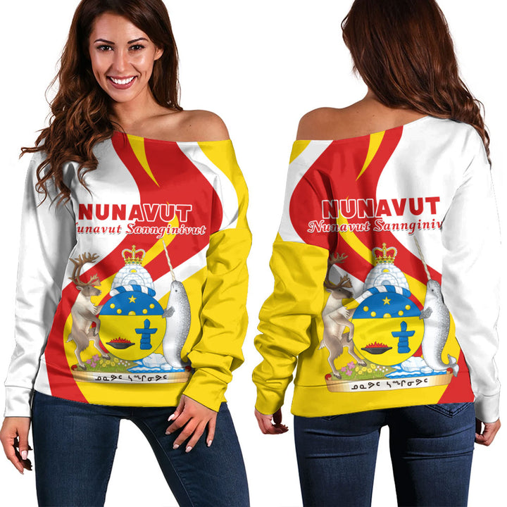 Nunavut Off Shoulder Sweatshirt Crest Of Identity