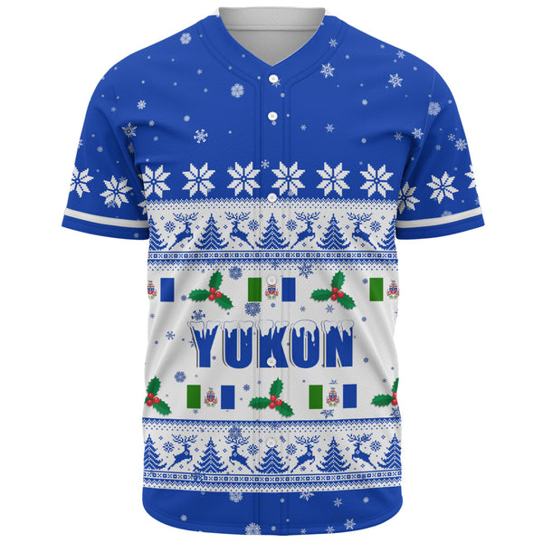 Yukon Baseball Shirt Christmas Knit Style Snowflake Reindeer