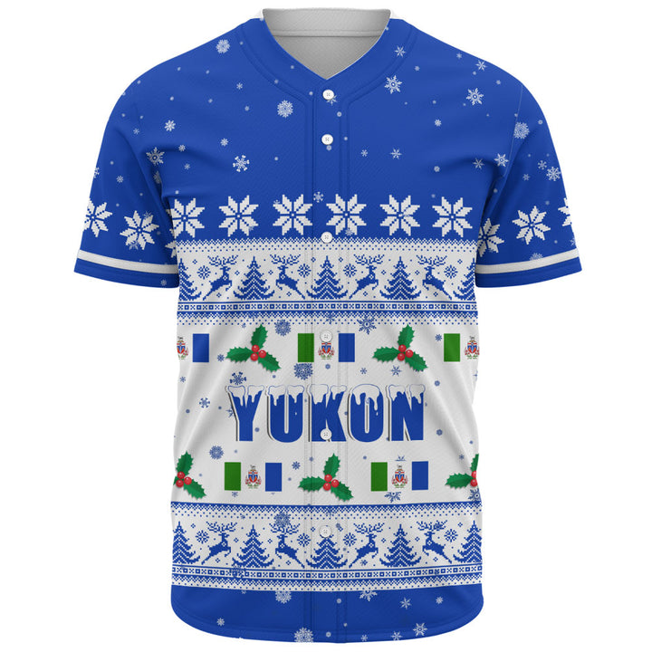Yukon Baseball Shirt Christmas Knit Style Snowflake Reindeer