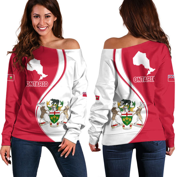 Ontario Off Shoulder Sweatshirt Canada Territories Pride