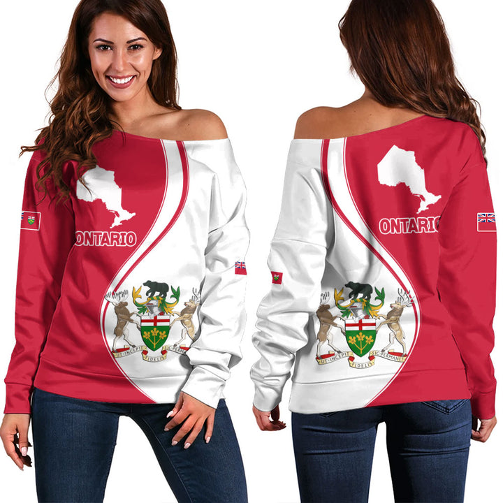 Ontario Off Shoulder Sweatshirt Canada Territories Pride