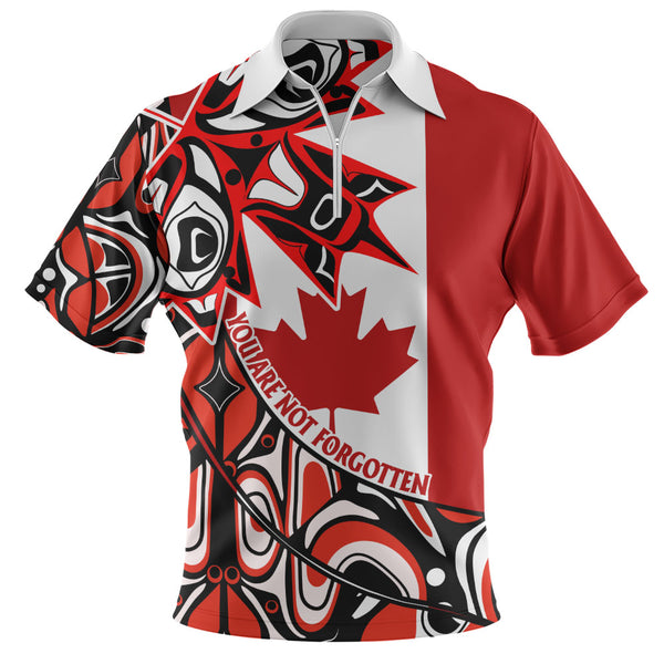 Canada Zip Polo Shirt Maple Remembrance Indigenous Pride