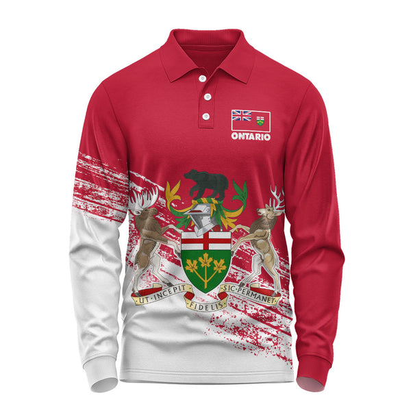 Ontario Long Sleeve Polo Shirt Pride Of The Provinces