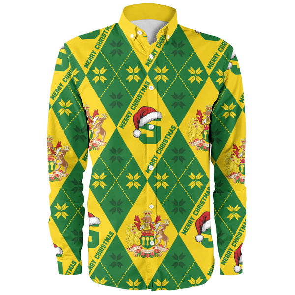 Saskatchewan Long Sleeve Shirt Christmas Argyle Pattern With Royal Crest