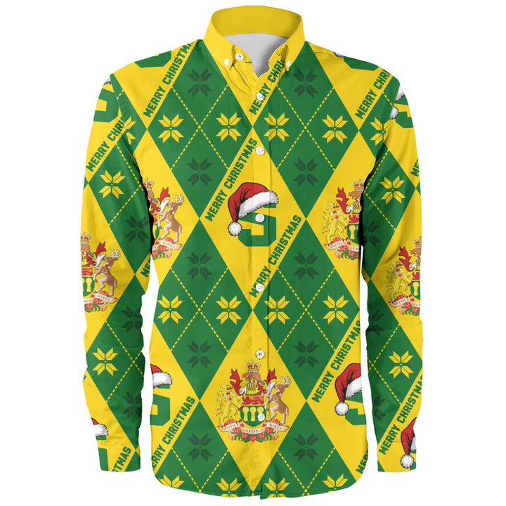 Saskatchewan Long Sleeve Shirt Christmas Argyle Pattern With Royal Crest
