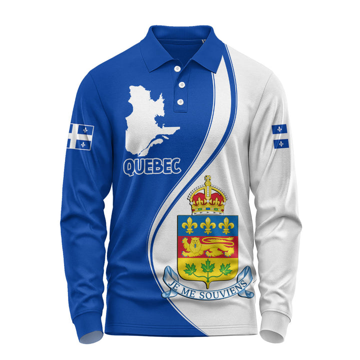 Quebec Long Sleeve Polo Shirt Canada Territories Pride