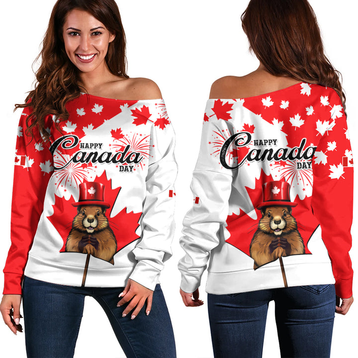 Canada Off Shoulder Sweatshirt Beaver Bash Canada Day Special
