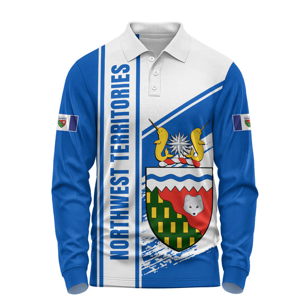 Northwest Territories Long Sleeve Polo Shirt Heritage Strength Crest