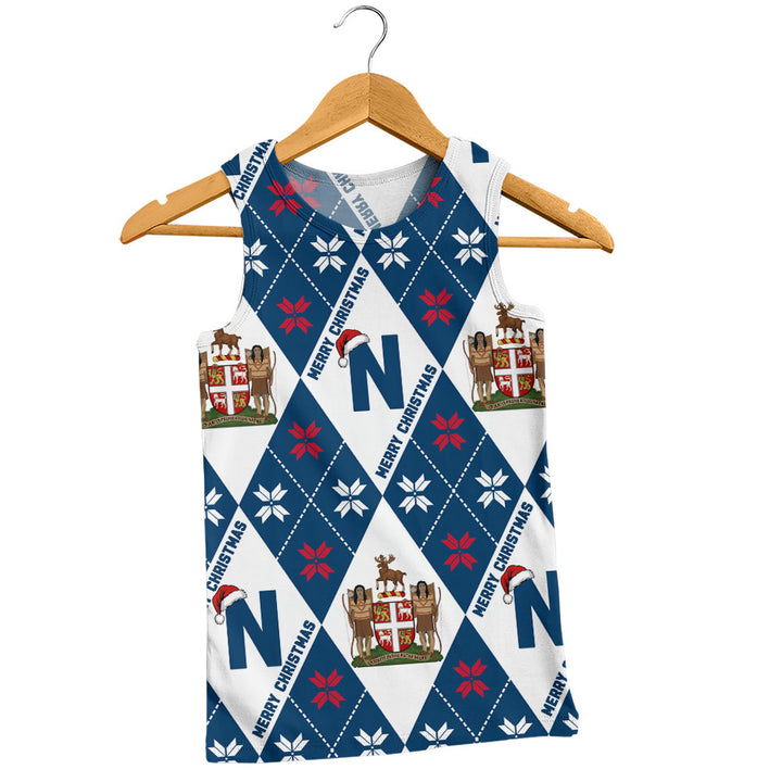 Newfoundland & Labrador Tank Top Christmas Argyle Pattern With Royal Crest