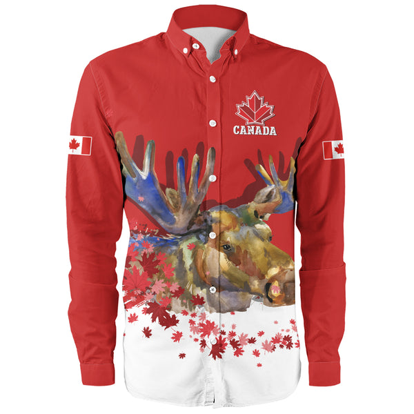 Canada Long Sleeve Shirt Majestic Moose Canada Maple Spirit Edition