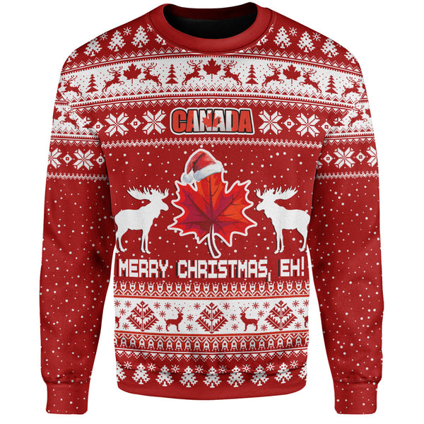 Canada Sweatshirt Maple Leaf Merry Christmas Eh