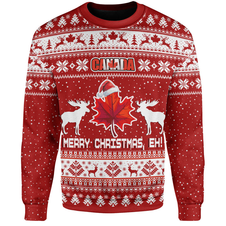 Canada Sweatshirt Maple Leaf Merry Christmas Eh
