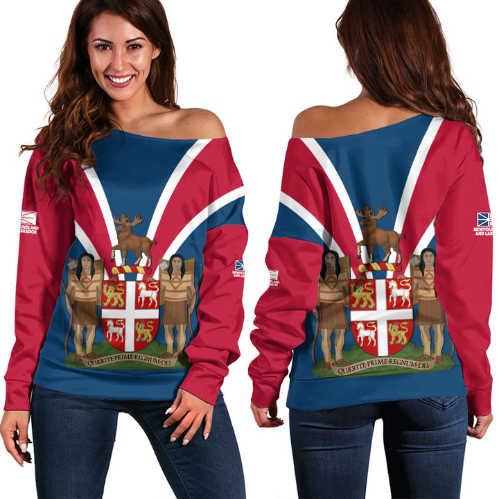 Newfoundland & Labrador Off Shoulder Sweatshirt Proud Provinces Collection