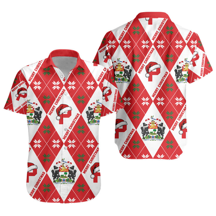 Prince Edward Island Short Sleeve Shirt Christmas Argyle Pattern With Royal Crest