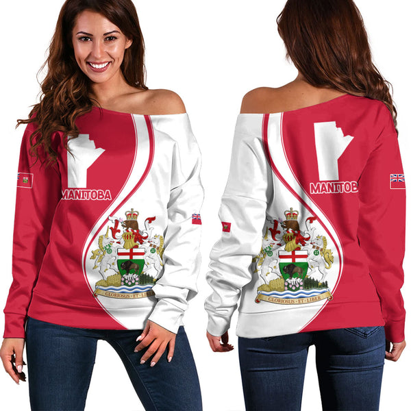Manitoba Off Shoulder Sweatshirt Canada Territories Pride