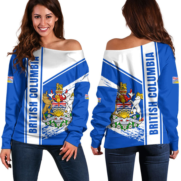 British Columbia Off Shoulder Sweatshirt Heritage Strength Crest