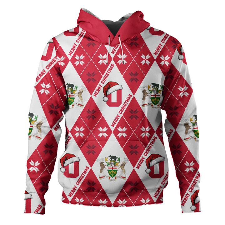 Ontario Hoodie Christmas Argyle Pattern With Royal Crest