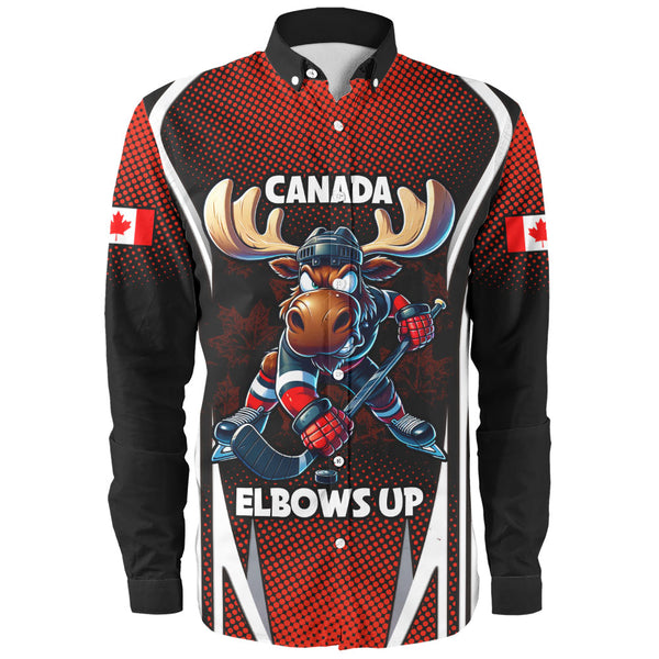 Canada Long Sleeve Shirt Fight Ready Moose Canada Hockey Attitude