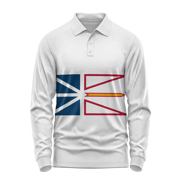 Newfoundland & Labrador Long Sleeve Polo Shirt Flag Minimalist Pride Style