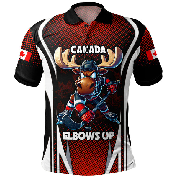 Canada Polo Shirt Fight Ready Moose Canada Hockey Attitude