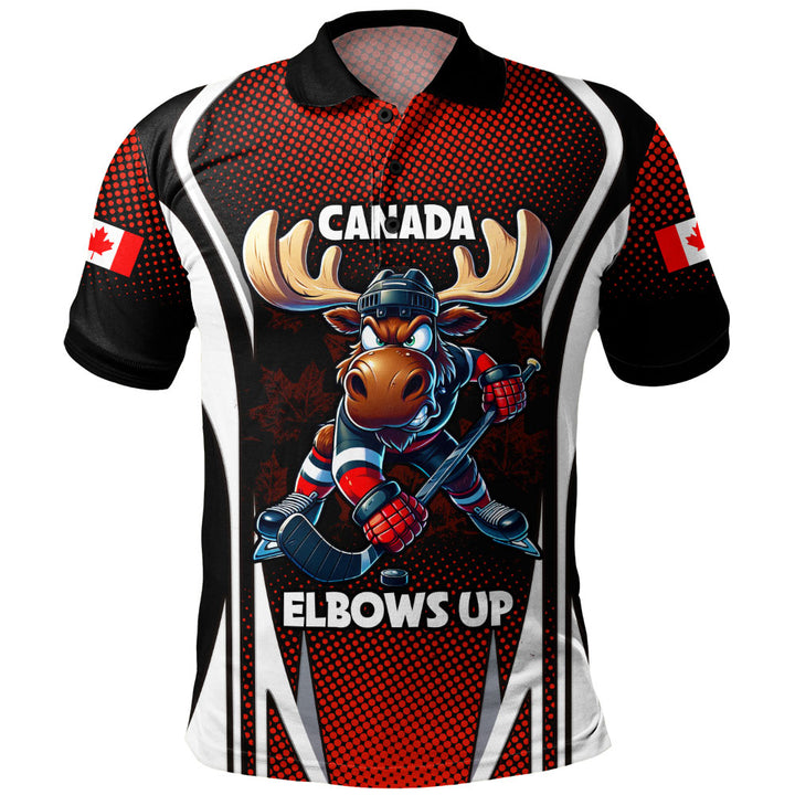 Canada Polo Shirt Fight Ready Moose Canada Hockey Attitude