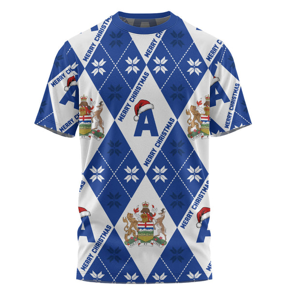 Alberta T-Shirt Christmas Argyle Pattern With Royal Crest