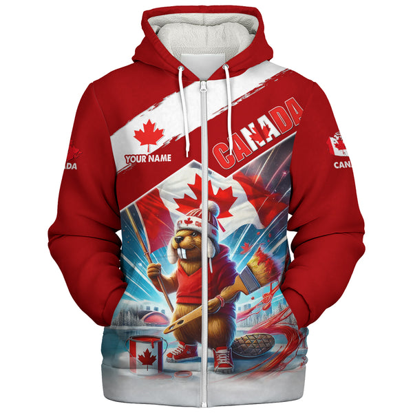 Canada Sherpa Hoodie Canada Day Beaver Pride Edition