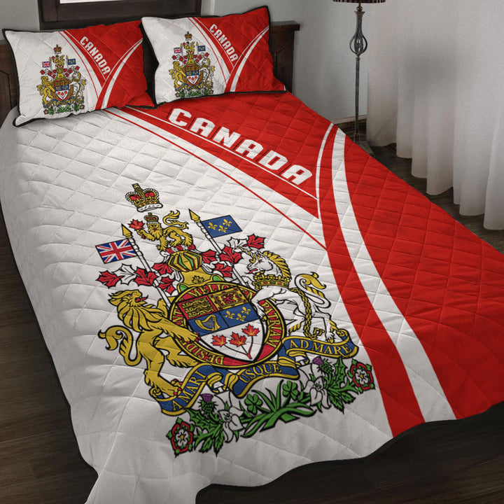 Canada Quilt Bed Set Canada Red Maple Leafs Pattern Spirit