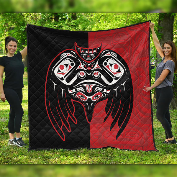 Canada Premium Quilt Red And Black Haida Raven Guardian